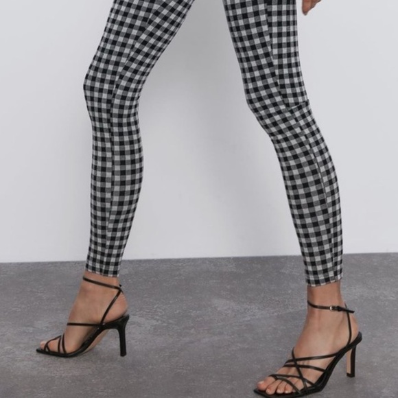 Zara Pants Black White Gingham Plaid Check Pattern High Waist Trouser. EUC. - Picture 5 of 17